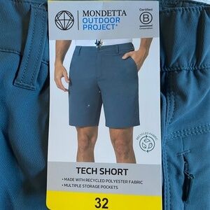 Mondetta Outdoor Project Mens Tech Shorts, Blue, Size 32, NWT
